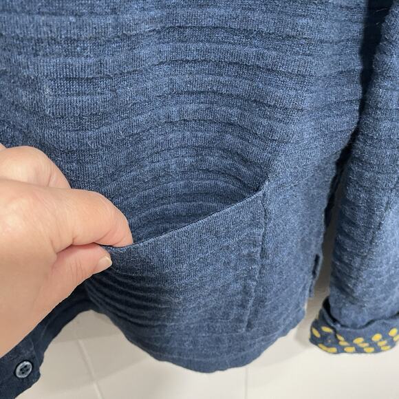 Twee Mansted Womens Textured Knit Cardigan Sweater Size Medium Blue Polka Dots - Picture 4 of 8